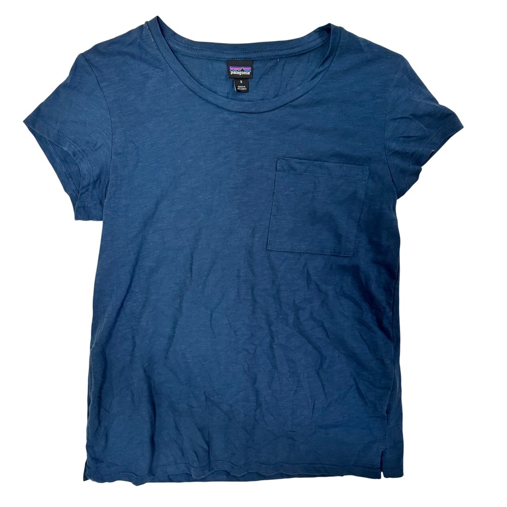 Patagonia Womens Mainstay Pocket Tee Blue Organic Cotton Blend Shirt S